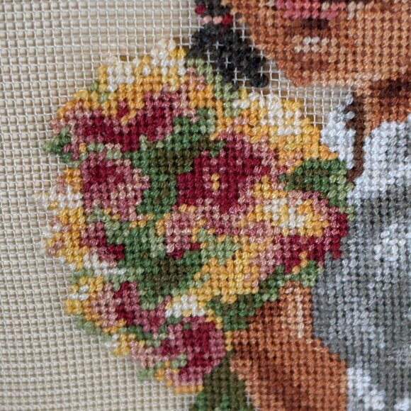 Vintage Needlepoint Art Pepe & Pepita by Jean McIntosh Set of 2 Embroidery Art - Picture 8 of 16